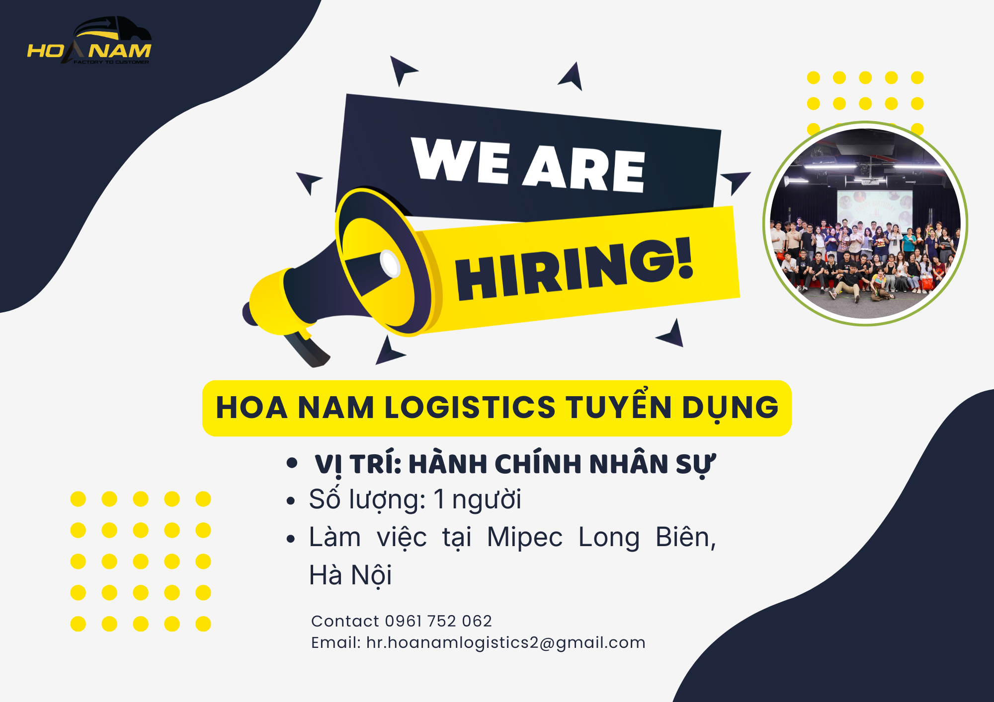 TUYỂN DỤNG NHÂN VIÊN - BỘ PHẬN HÀNH CHÍNH NHÂN SỰ